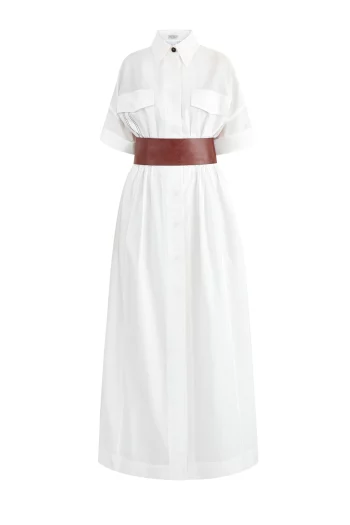 Платье-рубашка из воздушного поплина с корсетным поясом в стиле вестерн(Платье-рубашка из воздушного поплина с корсетным поясом в стиле вестерн)